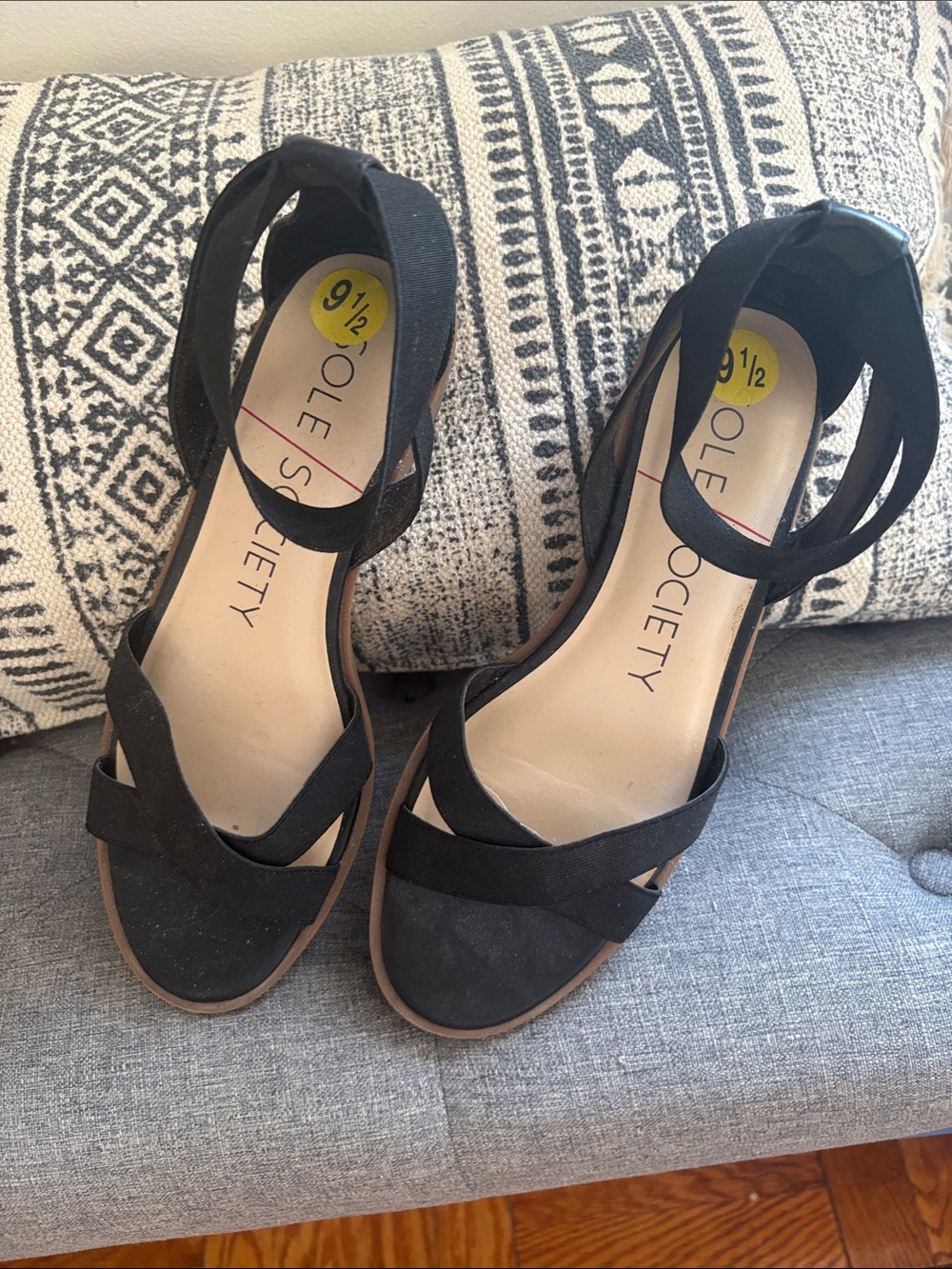 Sole Society Black Suede Crisscross Ankle-Strap Sandals